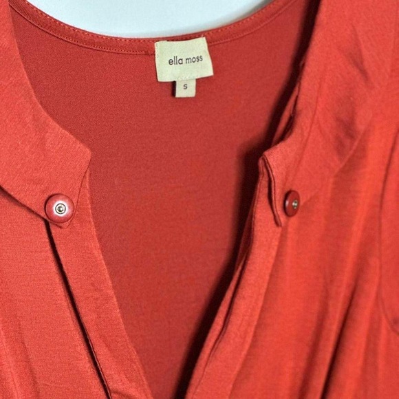 Ella moss Babydoll knee length dress fit flare 3/4 sleeve collared v-neck red or - Picture 3 of 7